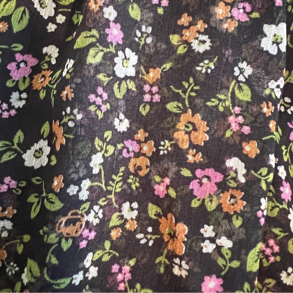 Sugarhigh Juniors Small Tiered Sheer Ditsy Floral Black Mini Dress Boho Prairie - Picture 12 of 14